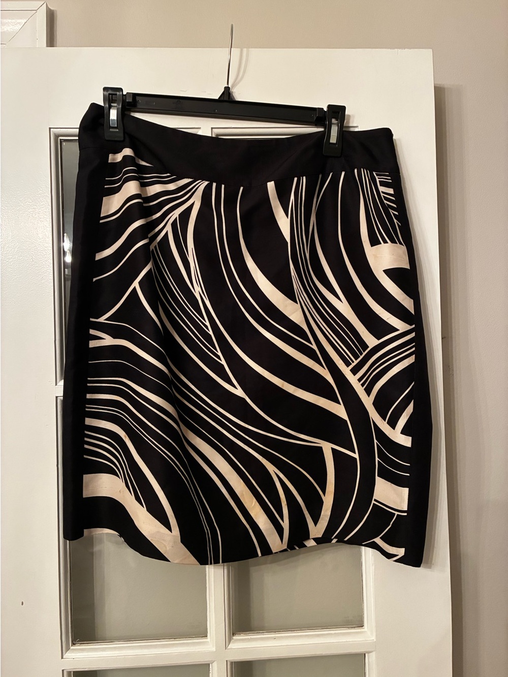 Black and Cream Printed A-Line Skirt